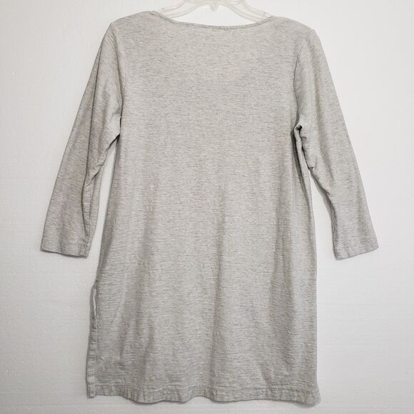 purejill Woman's 3/4 Sleeve 100% Cotton High-Low Tunic Grey Blouse, Size Small - Picture 8 of 8